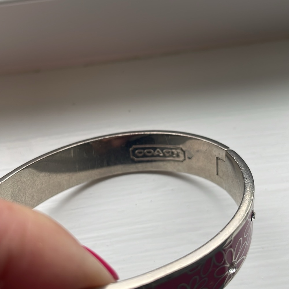 Coach Floral Pink and Silver Bangle Bracelet - Picture 3 of 5